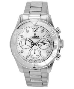 Festina Boyfriend Chronograph Silber Zifferblatt Quarz F20603-1 F206031 100M Damenuhr