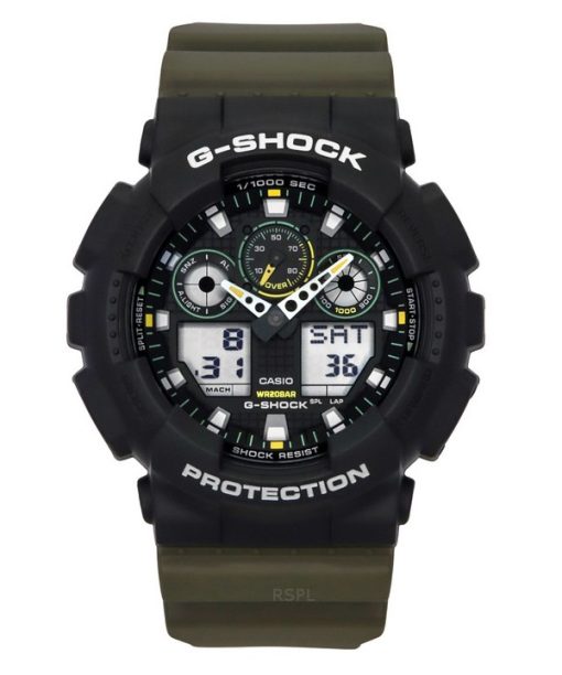 Casio G-Shock Analog-Digital-Harzarmband schwarzes Zifferblatt Quarz GA-100TU-1A3 200M Herrenuhr