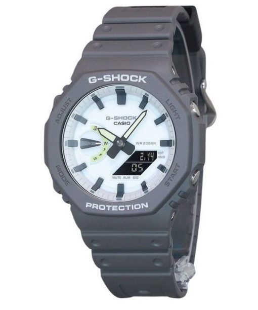 Casio G-Shock Hidden Glow Series Analog-Digital-Armband aus biobasiertem Harz mit weißem Zifferblatt und Quarz GA-2100HD-8A 200M