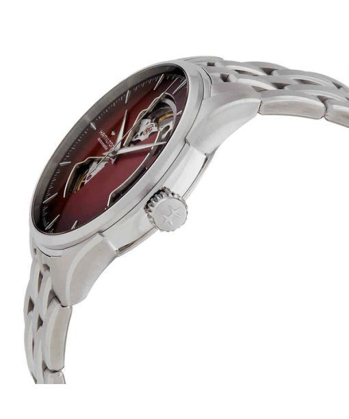 Hamilton Jazzmaster Edelstahl Burgunder Open Heart Zifferblatt Automatik H32675170 Herrenuhr