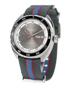 Hamilton American Classic Pan Europ Stoffarmband graues Zifferblatt Automatik H35415982 Herrenuhr