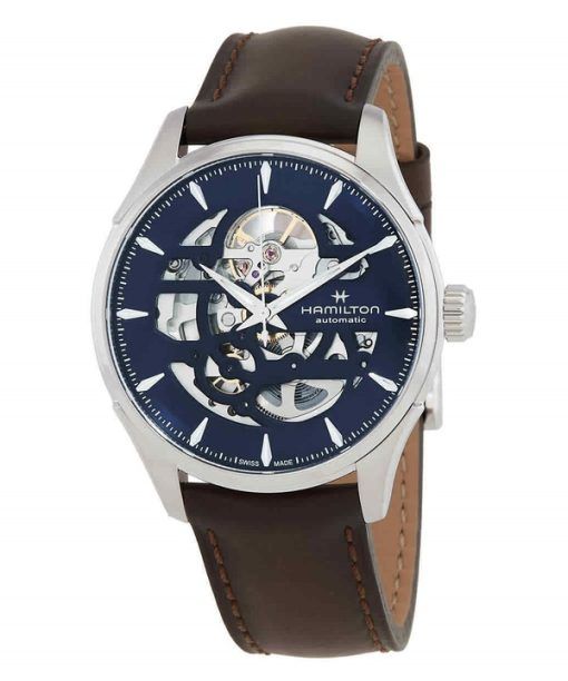 Hamilton Jazzmaster Skeleton Lederarmband blaues Zifferblatt Automatik H42535541 Herrenuhr