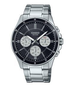 Casio Standard Analog ionenplattierter Edelstahl schwarzes Zifferblatt Quarz MTP-1374D-1A3V Herrenuhr