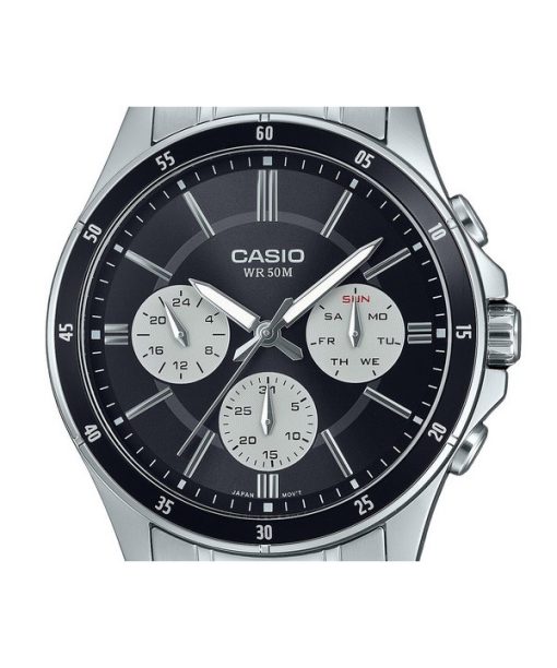 Casio Standard Analog ionenplattierter Edelstahl schwarzes Zifferblatt Quarz MTP-1374D-1A3V Herrenuhr