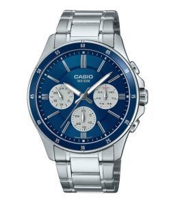 Casio Standard Analog ionenplattierter Edelstahl blaues Zifferblatt Quarz MTP-1374D-2A3V Herrenuhr