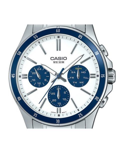 Casio Standard Analog ionenplattierter Edelstahl weißes Zifferblatt Quarz MTP-1374D-7A2V Herrenuhr