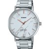 Casio Standard Analog Edelstahl Marmor inspiriert weißes Zifferblatt Quarz MTP-VT01DM-7A Herrenuhr