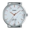 Casio Standard Analog Edelstahl Marmor inspiriert weißes Zifferblatt Quarz MTP-VT01DM-7A Herrenuhr