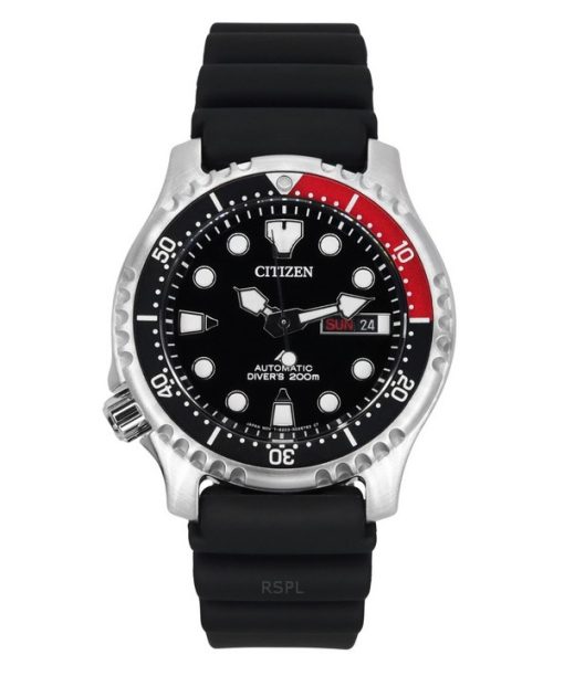 Citizen Promaster Marine Gummiarmband schwarzes Zifferblatt automatische Taucheruhr NY0085-19E 200M Herrenuhr