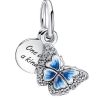 Pandora Blauer Schmetterling und Zitat Doppel-Anhänger Charm 790757C01 für Damen