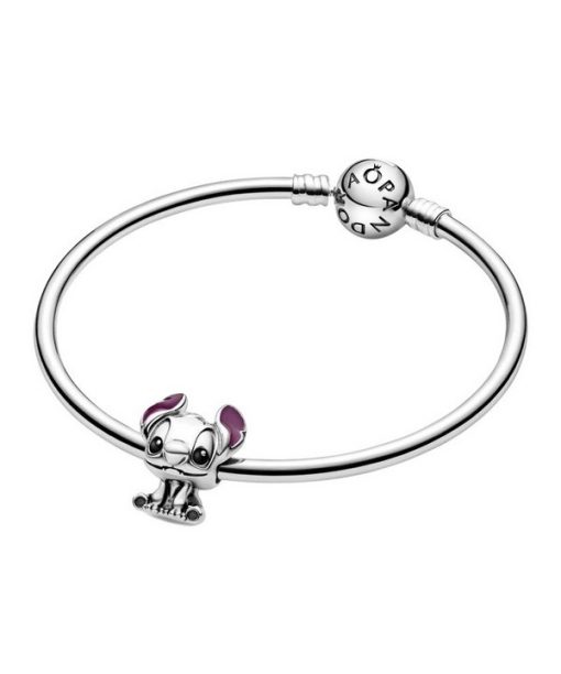 Pandora Disney Lilo und Stitch Silber Charm mit schwarzer und violetter Emaille 798844C01 für Damen