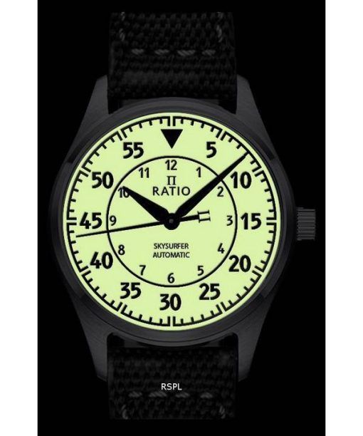 Ratio Skysurfer Pilot Vollleuchtzifferblatt Leder Automatik RTS324 200M Herrenuhr