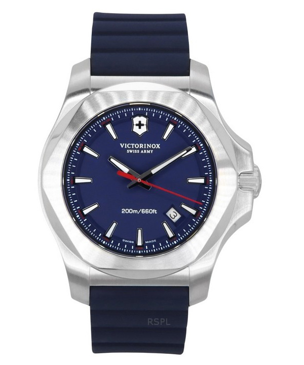 Victorinox Swiss Army INOX-Gummiarmband, blaues Zifferblatt, Quarz-Taucheruhr 241688-1, 200 m, Herrenuhr