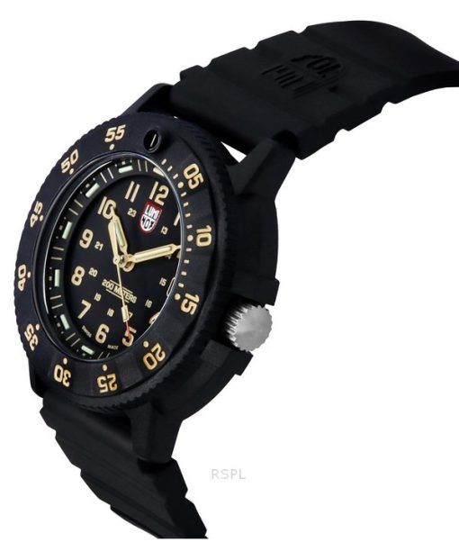 Luminox Original Navy Seal EVO Taucheruhr mit Kautschukarmband und schwarzem Zifferblatt, XS.3001.EVO.OR 200M, Herrenuhr