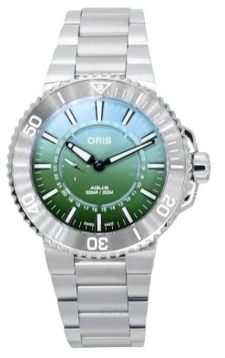 Oris Aquis Analog Limited Edition grünes Zifferblatt automatische Taucheruhr 01 743 7734 4197-Set 300M Herrenuhr mit Gummiarmban