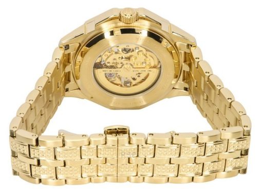 Bulova Octava Crystal Accents Edelstahl Skelett Gold Zifferblatt Automatik 98A292 Herrenuhr