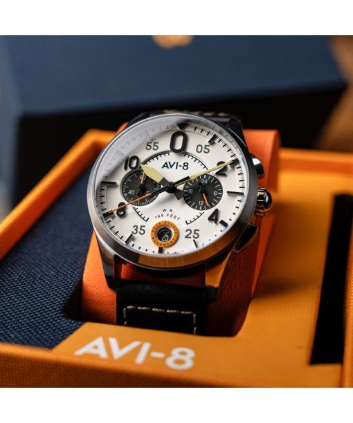 AVI-8 Spitfire Lock Chronograph Imperial War Museums Edition Bethlem weißes Zifferblatt Quarz AV-4089-0B Herrenuhr