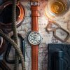 AVI-8 Hawker Hurricane Mckellar Dual Time, braun-beiges Lederarmband, cremefarbenes Zifferblatt, AV-4101-0C Quarz-Herrenuhr mit 