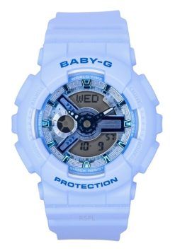 Casio Baby-G Analog-Digital-Armband mit blauem Harzarmband und blauem Zifferblatt, Quarz BA-110YK-2A, 100 M, Damenuhr