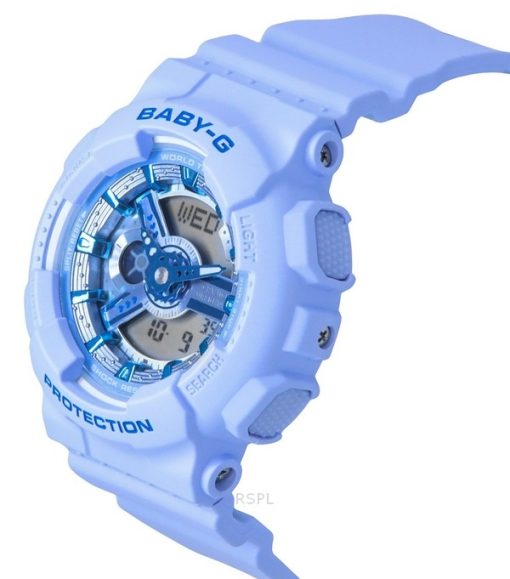 Casio Baby-G Analog-Digital-Armband mit blauem Harzarmband und blauem Zifferblatt, Quarz BA-110YK-2A, 100 M, Damenuhr