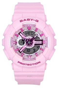 Casio Baby-G Analog-Digital-Armband aus rosa Harz mit rosa Zifferblatt und Quarz BA-110YK-4A 100M Damenuhr