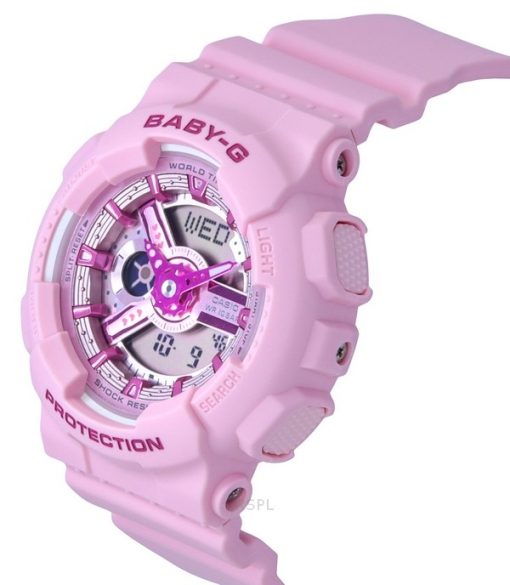 Casio Baby-G Analog-Digital-Armband aus rosa Harz mit rosa Zifferblatt und Quarz BA-110YK-4A 100M Damenuhr