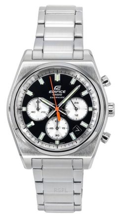 Casio Edifice Analog Chronograph Edelstahl schwarzes Zifferblatt Quarz EFB-730D-1AV 100M Herrenuhr