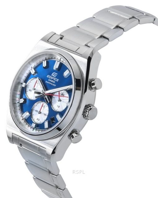 Casio Edifice Analog Chronograph Edelstahl Blaues Zifferblatt Quarz EFB-730D-2AV 100M Herrenuhr