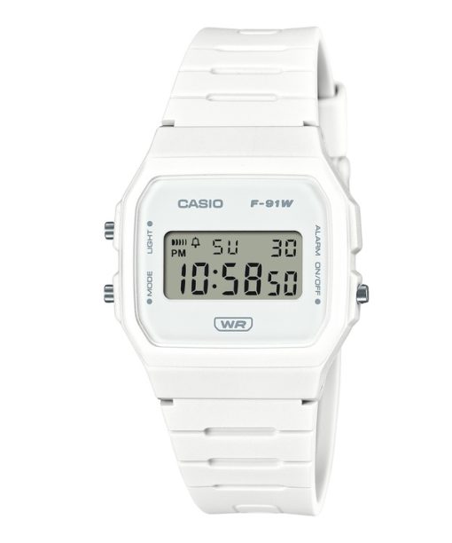 Casio Pop Digital Bio-basiertes weißes Harzarmband Quarz F-91WB-7A 100M Unisex-Armbanduhr