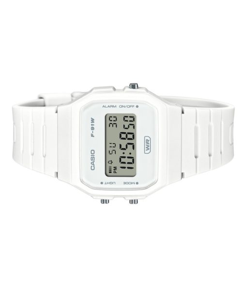 Casio Pop Digital Bio-basiertes weißes Harzarmband Quarz F-91WB-7A 100M Unisex-Armbanduhr