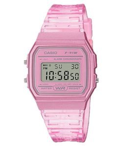 Casio Jugend Pink Resin Digital F-91WS-4 F91WS-4 Unisex Uhr