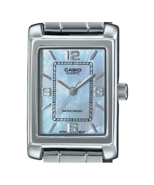 Casio Standard Analog Edelstahl Perlmutt Zifferblatt Quarz LTP-1234DS-2A Damenuhr