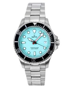 Ratio FreeDiver Saphir Edelstahl Eisblau Zifferblatt Quarz RTF032 200M Herrenuhr