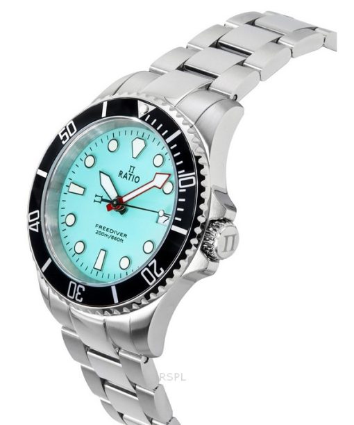 Ratio FreeDiver Saphir Edelstahl Eisblau Zifferblatt Quarz RTF032 200M Herrenuhr