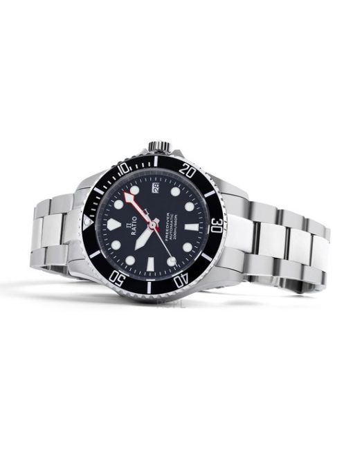 Ratio FreeDiver Saphir Edelstahl schwarzes Zifferblatt Automatik RTF041 200M Herrenuhr