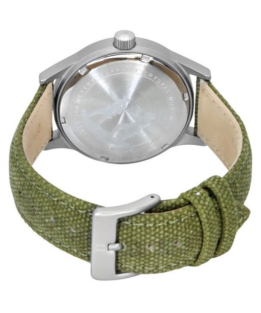 Ratio Quest Herren-Felduhr, Saphir-Canvas-Armband, Khaki-grünes Zifferblatt, Quarz, RTQ029 100M, Lewis &amp, Clark Edition