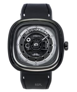 Sevenfriday T-Serie NFC-fähiges Lederarmband schwarzes Skelett-Zifferblatt Automatik T1/04 SF-T1-04 Herrenuhr