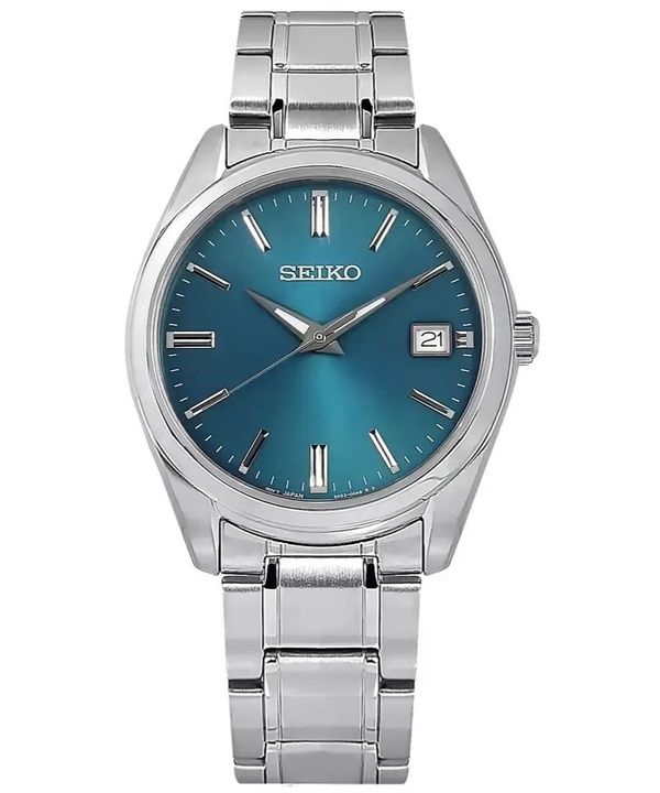 Seiko Classic Edelstahl blaues Zifferblatt Quarz SUR525P1 100M Herrenuhr