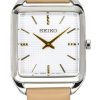 Seiko Analog Lederarmband Beige Zifferblatt Quarz SWR089P1 Damenuhr