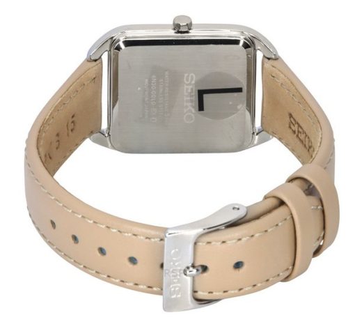 Seiko Analog Lederarmband Beige Zifferblatt Quarz SWR089P1 Damenuhr