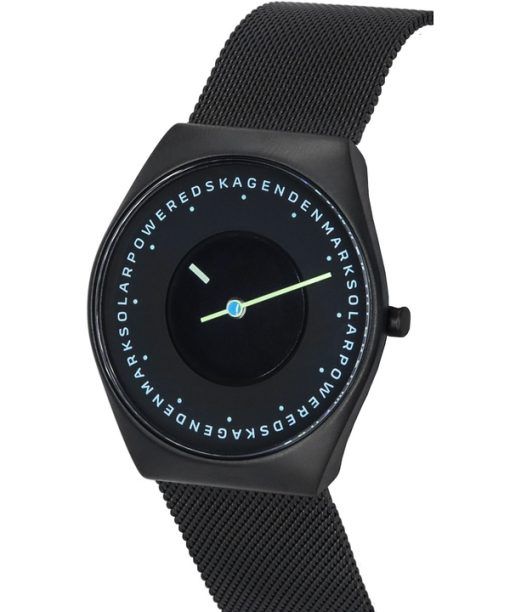 Überholte Skagen Grenen Solar Halo Midnight Edelstahlgewebe schwarzes Zifferblatt SKW6874 Herrenuhr