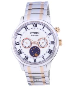 Überholte Citizen Moon Phase Two Tone Edelstahl Silber Zifferblatt Eco-Drive AP1054-80A Herrenuhr