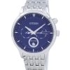 Überholte Citizen Eco-Drive Mondphase blaues strukturiertes Zifferblatt Japan Made AP1050-56L Herrenuhr