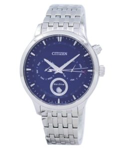 Überholte Citizen Eco-Drive Mondphase blaues strukturiertes Zifferblatt Japan Made AP1050-56L Herrenuhr