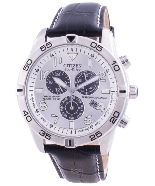 Überholte Citizen Perpetual Calendar Chronograph Silbernes Zifferblatt Eco-Drive BL5470-14A 100M Herrenuhr