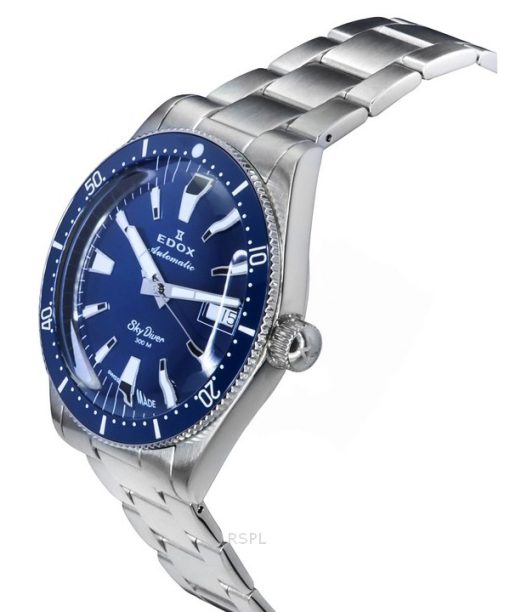 Edox Skydiver Date Limited Edition Edelstahl blaues Zifferblatt Automatik Taucheruhr 80126 3BUM BUIN 300M Herrenuhr