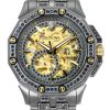 Bulova Octava Crystal Accents Edelstahl Skelett Gold Zifferblatt Automatik 98A293 Herrenuhr