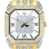 Bulova Octava Crystal Accents Goldfarbener Edelstahl Silbernes Zifferblatt Quarz 98A295 Herrenuhr