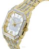 Bulova Octava Crystal Accents Goldfarbener Edelstahl Silbernes Zifferblatt Quarz 98A295 Herrenuhr