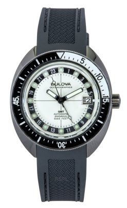 Bulova Oceanographer GMT PU-Armband Full Lume weißes Zifferblatt Automatik Devil Diver&#39,s 98B407 200M Herrenuhr